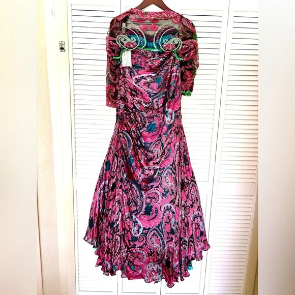 NWT Vintage Y2K Bob Mackie B’Zar Boho Paisley Beaded Dress Set 14/12 - Picture 5 of 13